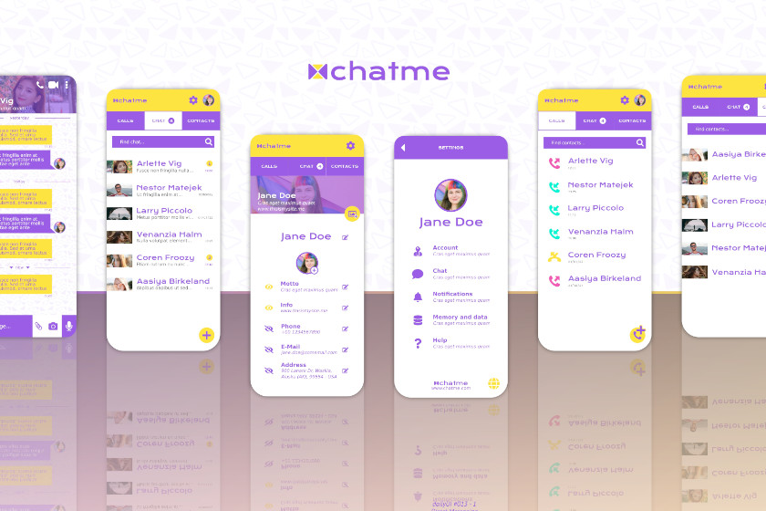 Chat app design mockup on smartphone