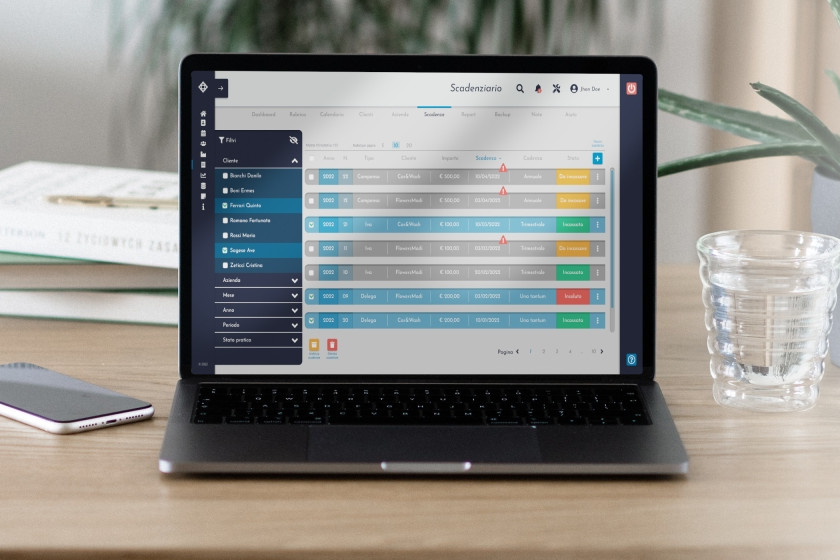 CRM app design mockup on smartphone